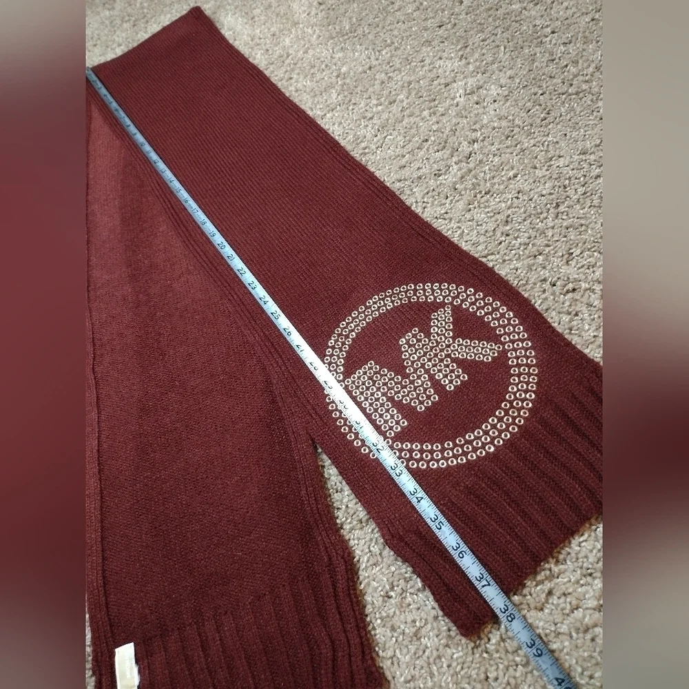 Michael Kors Burgundy Studded Knit Scarf